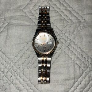 Seiko Men's Two-Tone Silver and Gold Bracelet Solar Watch